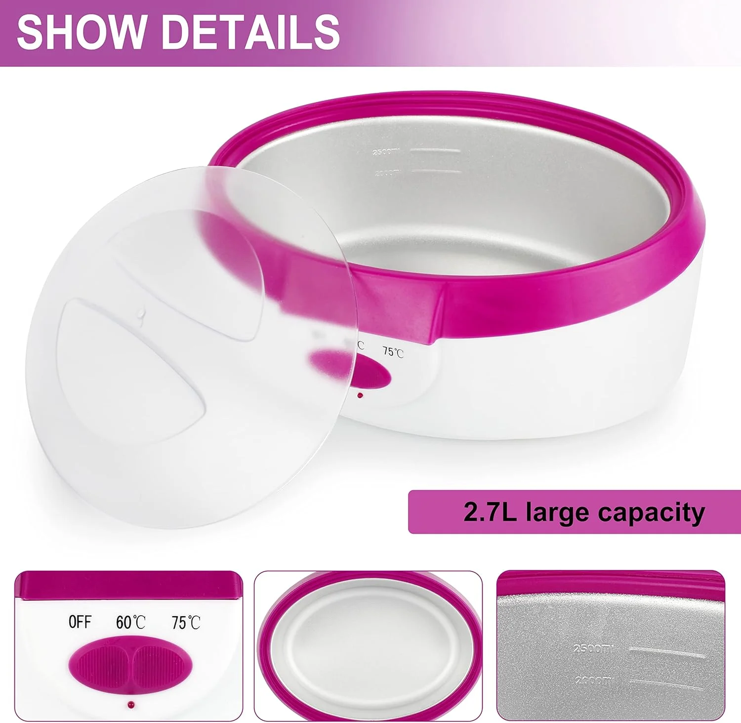 حمام پارافین دست و پا Forever Speed، دستگاه حمام پارافین برقی 265 واتی با مجموعه پارافین، رنگ صورتی