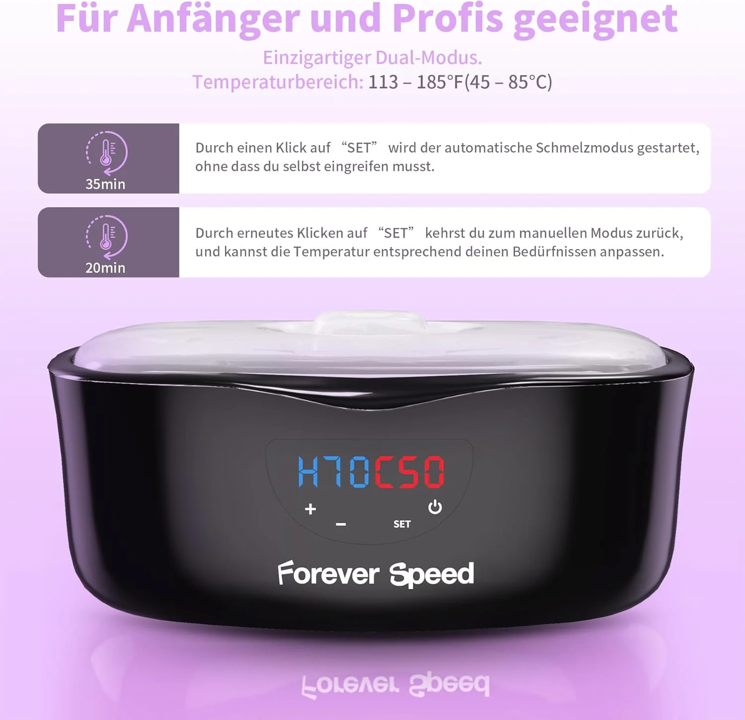 حمام پارافین 4 لیتری برای دست و پا، دستگاه گرم کننده پارافین با حالت دستی/اتوماتیک، ست حمام پارافین دست و پا با 1350 گرم موم پارافین و دستکش، 230 وات