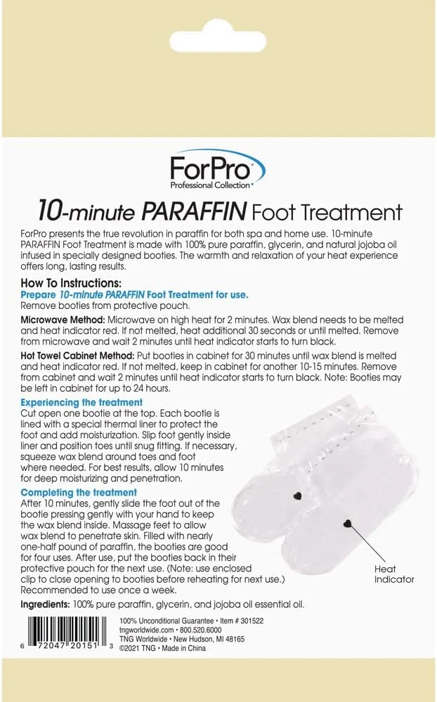 کالکشن حرفه ای فورپرو، درمان 10 دقیقه ای پارافین پا، بوت های درمان اسپا و خانگی، بدون عطر، یک جفت