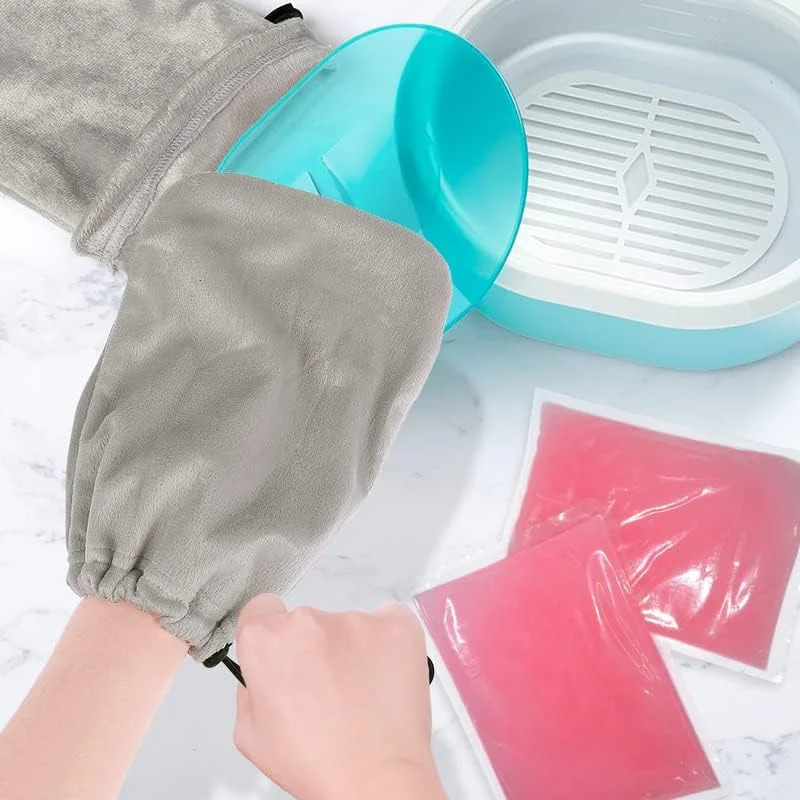 دستکش پارافین Kalevel، 4 عدد دستکش پارافین عایق و ست پاپوش مرطوب کننده پا برای درمان حرارتی دست و پا، سالن صورتی