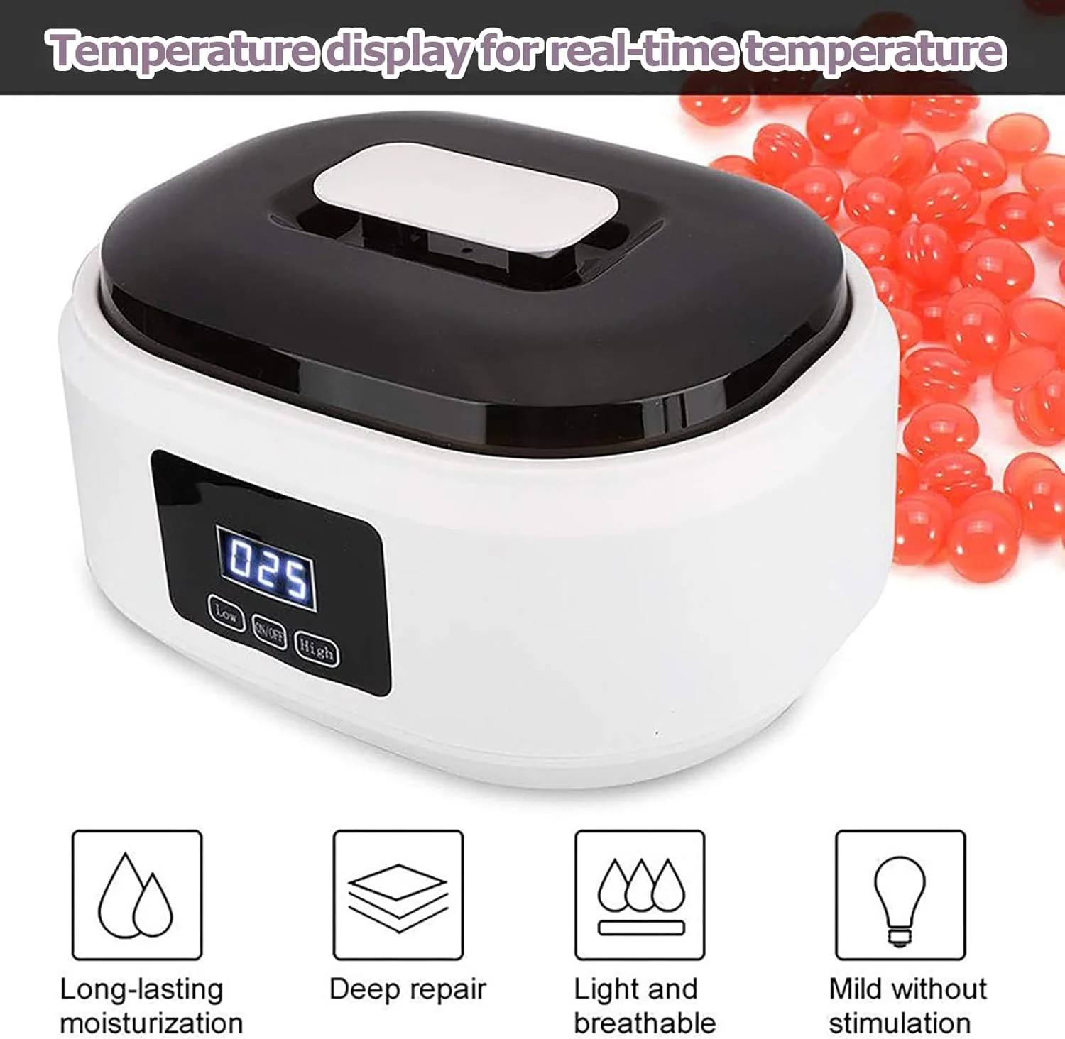 دستگاه پارافین تراپی خانگی برای دست و پا 200 وات، حمام پارافین 3500 میلی لیتر، گرم کننده پارافین با صفحه لمسی برای درمان، حمام پارافین برای پوست صاف و نرم - صورتی