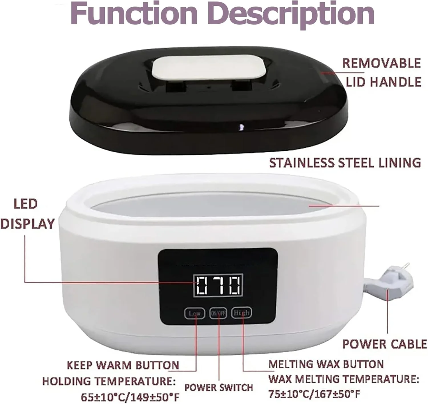 دستگاه پارافین تراپی خانگی برای دست و پا 200 وات، حمام پارافین 3500 میلی لیتر، گرم کننده پارافین با صفحه لمسی برای درمان، حمام پارافین برای پوست صاف و نرم - صورتی