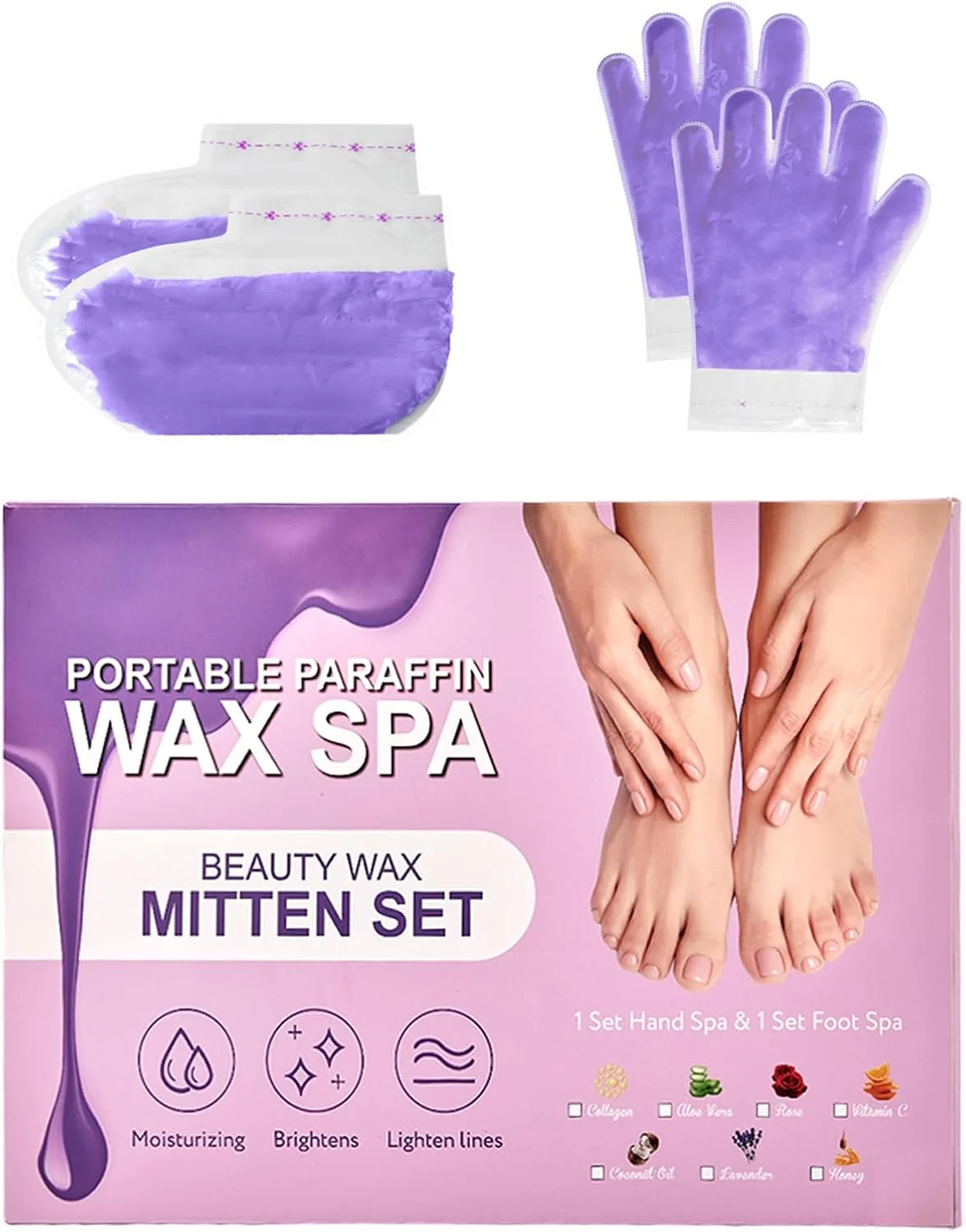 ست دستکش و پاپوش پارافین برای درمان 10 دقیقه ای دست و پا، مرطوب کننده قوی خانگی (اسطوخودوس)