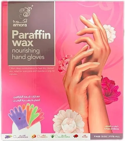دستکش پارافین مغذی آمورا، 5 جفت، دستکش یکبار مصرف پارافین برای دست و پا، درمان اسپا با پارافین (گل رز، دست)