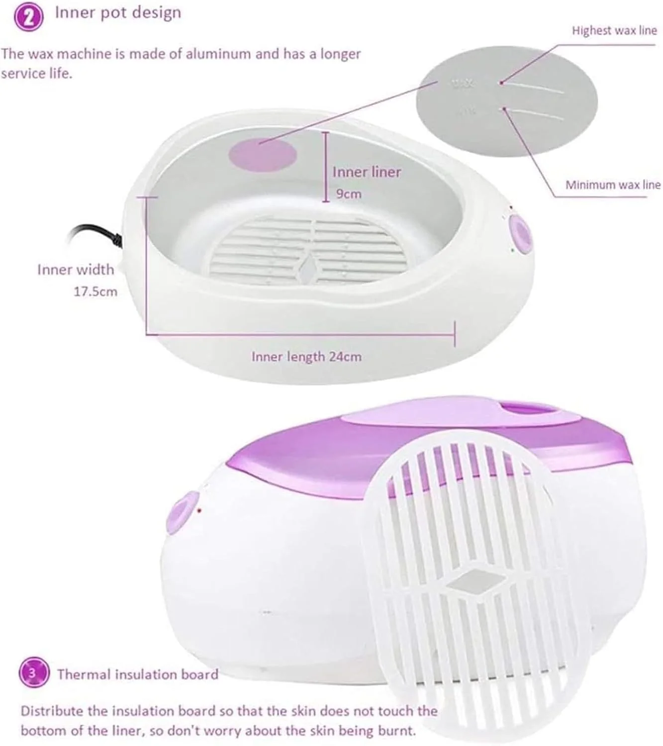 دستگاه پارافین تراپی 2.3 لیتری با کنترل دمای خودکار و محافظ حرارتی برای دست و پا مناسب برای بانوان، استفاده در منزل و سالن زیبایی