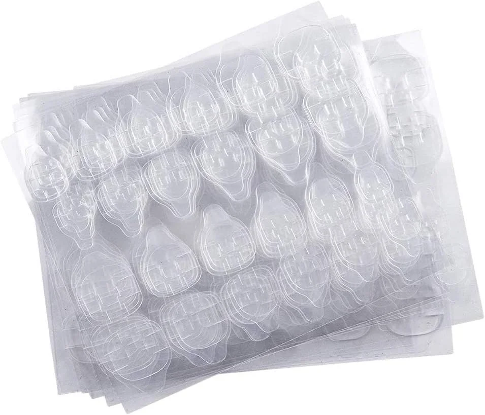 10 ورق (240 عدد) چسب برچسب ناخن دو طرفه، برچسب چسب ناخن Kalolary، چسب ژله ای ناخن مصنوعی، چسب ناخن شفاف انعطاف پذیر برای مانیکور (10 ورق)