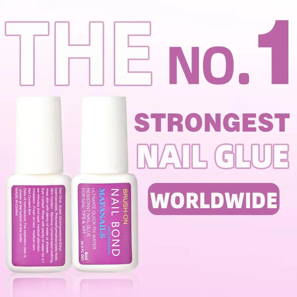 چسب ناخن با کیفیت عالی، 2 عدد، چسب قوی برای نوک ناخن مصنوعی اکریلیک، شفاف، سفید، طبیعی