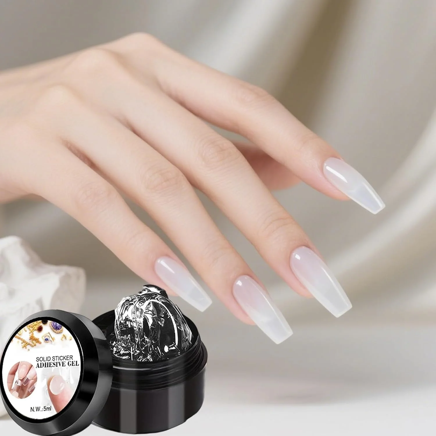 ژل سه بعدی، چسب فرم دهی تیپ های کاشت ناخن | ژل تیپ فرانسوی سخت - برای مانیکور و پدیکور ناخن در خانه، مناسب خانم ها و دختران، قابل استفاده برای تیپ های فرانسوی انگشتان دست و پا، نگین، گل، فویل و مهر