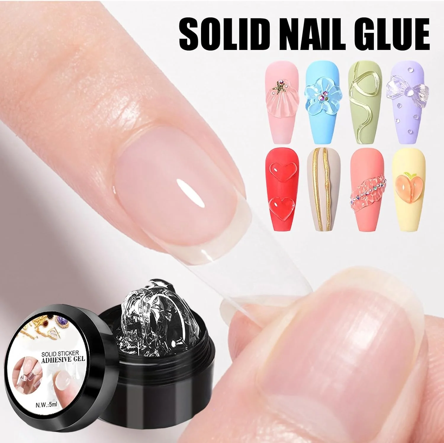 ژل سه بعدی | ژل مجسمه سازی نوک ناخن بدون آب، مناسب برای مانیکور و پدیکور ناخن در خانه، طراحی ناخن فرانسوی، نگین، گل، فویل و مهر