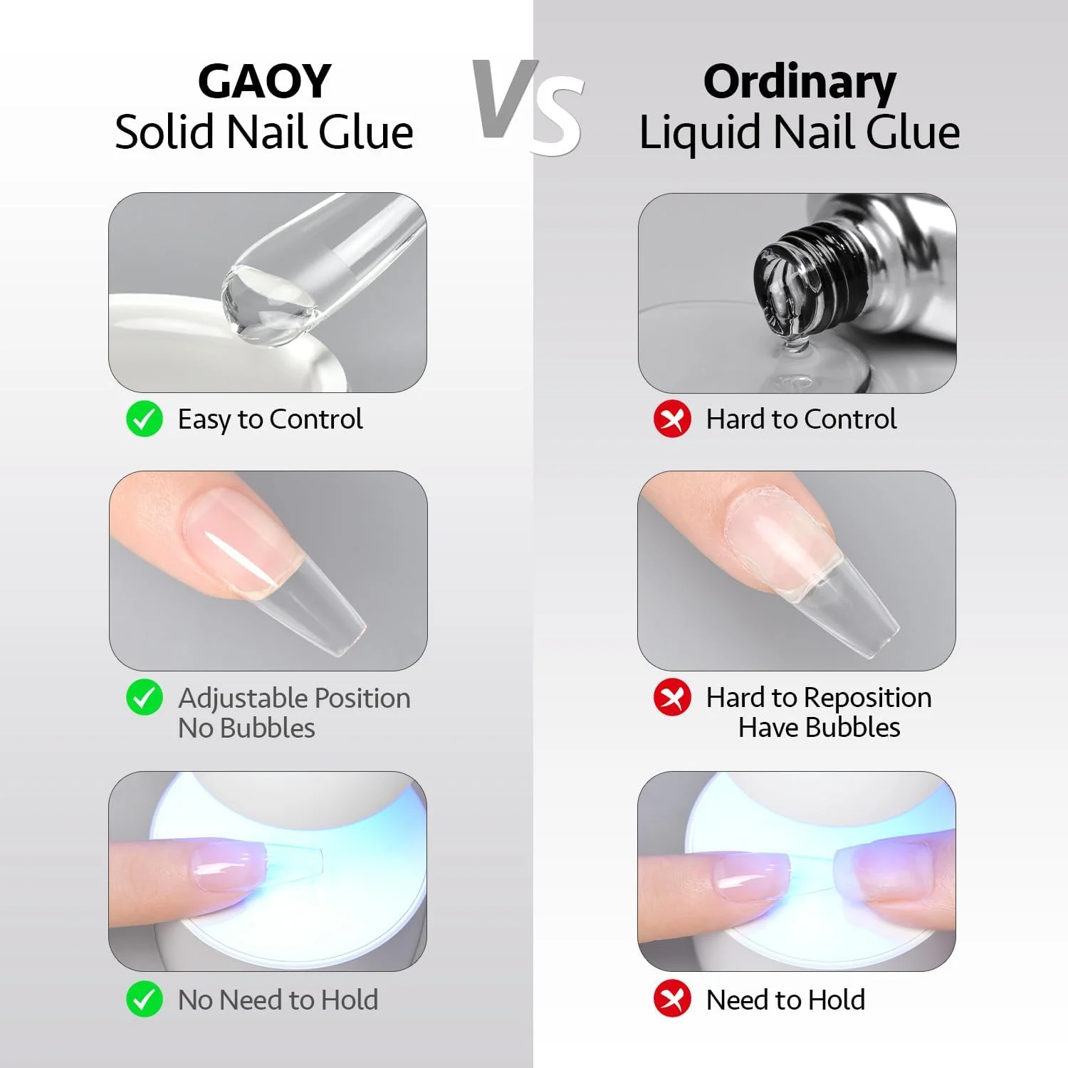 چسب ژل جامد ناخن گایو، 15 گرم، فشار قوی، مناسب ناخن های مصنوعی و اکریلیک، خشک شدن با نور UV چسب ژل جامد ناخن گایو، 15 گرم، فشار قوی، مناسب ناخن های مصنوعی و اکریلیک، خشک شدن با نور UV