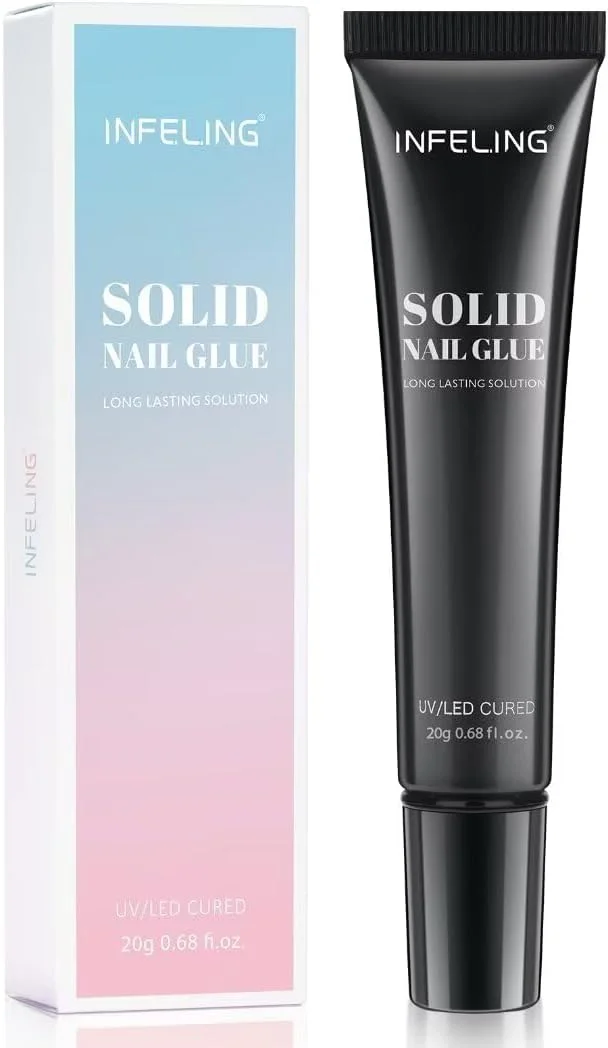 چسب ژل ناخن جامد INFELING - چسب ژلی برای کاشت ناخن، ماندگاری طولانی بیش از 45 روز (نیاز به خشک شدن)، چسب ناخن فوق العاده قوی برای اکستنشن ناخن