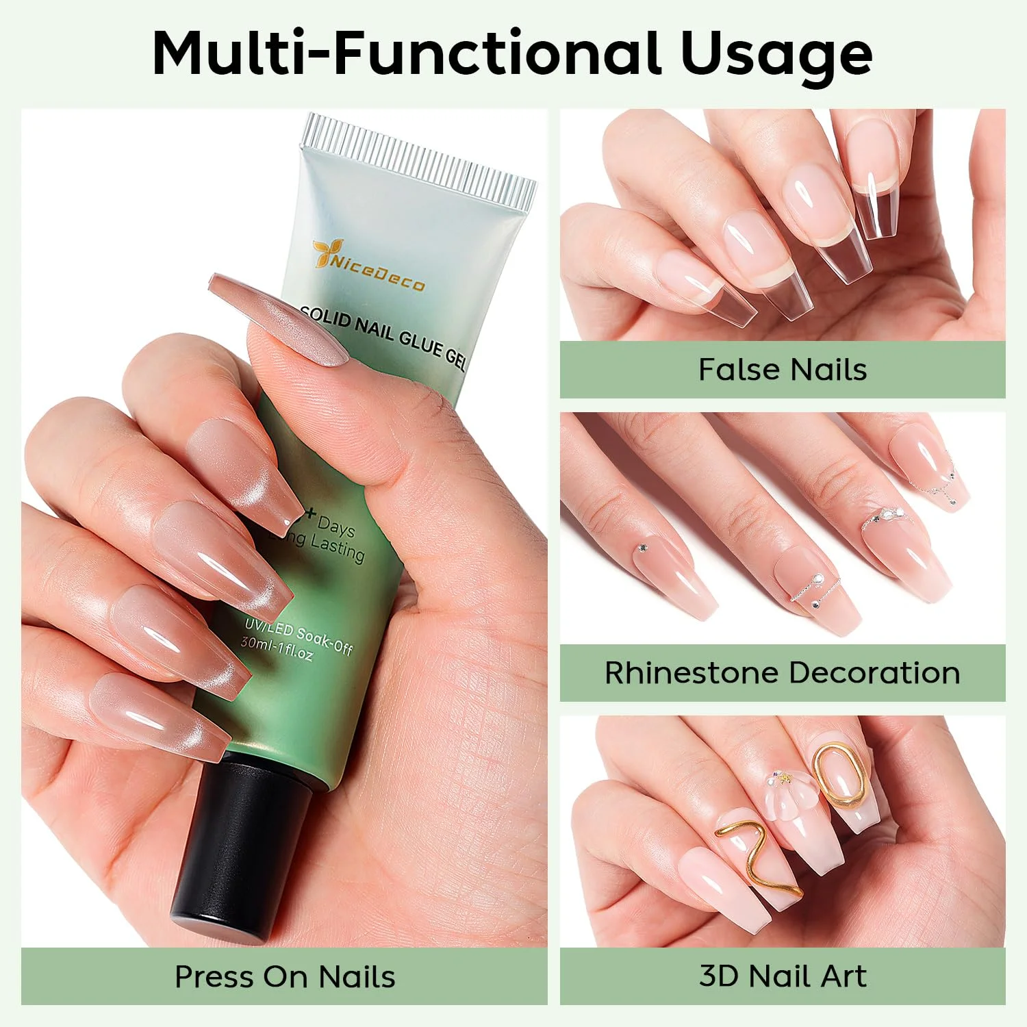چسب کاشت ناخن جامد وگان بدون مواد مضر برای ناخن های مصنوعی و نگین، با قدرت چسبندگی بالا