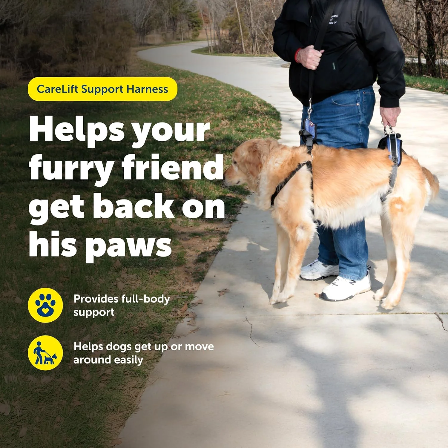 هارنس حمایتی PetSafe CareLift - کمک بالابر تمام بدن با دسته و بند شانه - عالی برای تحرک حیوانات خانگی و سگ های مسن برای کمک به بلند شدن آنها - مواد راحت و تنفس پذیر - تنظیم آسان - بزرگ هارنس حمایتی PetSafe CareLift - کمک بالابر تمام بدن با دسته و بند شانه - عالی برای تحرک حیوانات خانگی و سگ های مسن برای کمک به بلند شدن آنها - مواد راحت و تنفس پذیر - تنظیم آسان - بزرگ