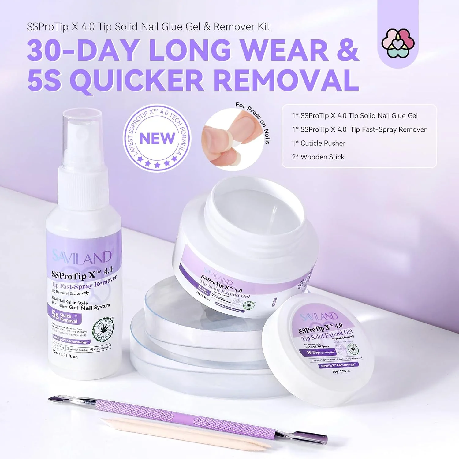 کیت چسب و ریموور ژل جامد ناخن SAVILAND | فرمول روغن کرچک و ویتامین E، چسبندگی قوی + ریمو سریع | ترمیم ناخن های مصنوعی حرفه ای برای خانه/سالن کیت چسب و ریموور ژل جامد ناخن SAVILAND | فرمول روغن کرچک و ویتامین E، چسبندگی قوی + ریمو سریع | ترمیم ناخن های مصنوعی حرفه ای برای خانه/سالن
