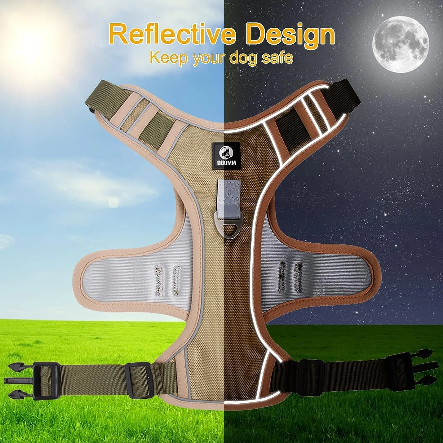 هارنس سگ TDOO ضد کشش با طراحی قابل تنظیم و دسته بالشتکی (M، خاکی) هارنس سگ TDOO ضد کشش با طراحی قابل تنظیم و دسته بالشتکی (M، خاکی)