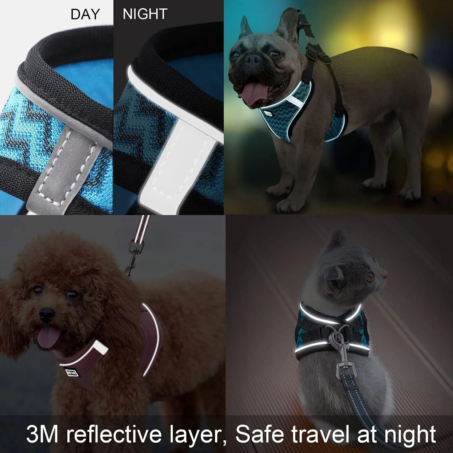 ست قلاده و بند سگ ELECDON، بدون کشیدن، قلاده حیوان خانگی بازتابنده و تنفسی، جلیقه نرم و راحت قابل تنظیم، کنترل آسان برای توله سگ، سگ های کوچک و متوسط، گربه ها، مشکی سایز L ست قلاده و بند سگ ELECDON، بدون کشیدن، قلاده حیوان خانگی بازتابنده و تنفسی، جلیقه نرم و راحت قابل تنظیم، کنترل آسان برای توله سگ، سگ های کوچک و متوسط، گربه ها، مشکی سایز L