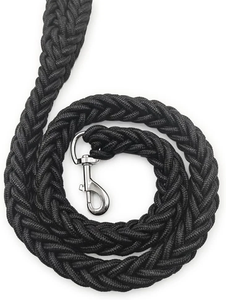 طناب قلاده سگ D-Paws برای سگ های بزرگ و سنگین، طناب بلند حیوانات خانگی، مشکی (120 سانتی متر)