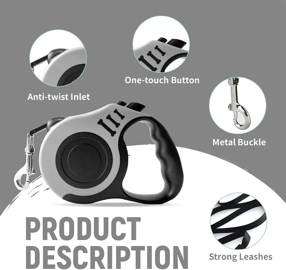 بند قلاده سگ جمع شونده، بند قلاده سگ 5 متری با قابلیت چرخش 360 درجه بدون گره خوردن به همراه دسته ضد لغزش، ترمز، مکث و قفل یک دستی، مناسب برای سگ های کوچک، متوسط و بزرگ بند قلاده سگ جمع شونده، بند قلاده سگ 5 متری با قابلیت چرخش 360 درجه بدون گره خوردن به همراه دسته ضد لغزش، ترمز، مکث و قفل یک دستی، مناسب برای سگ های کوچک، متوسط و بزرگ