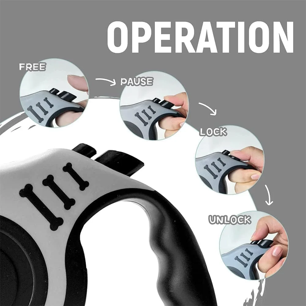 بند قلاده سگ جمع شونده، بند قلاده سگ 5 متری با قابلیت چرخش 360 درجه بدون گره خوردن به همراه دسته ضد لغزش، ترمز، مکث و قفل یک دستی، مناسب برای سگ های کوچک، متوسط و بزرگ بند قلاده سگ جمع شونده، بند قلاده سگ 5 متری با قابلیت چرخش 360 درجه بدون گره خوردن به همراه دسته ضد لغزش، ترمز، مکث و قفل یک دستی، مناسب برای سگ های کوچک، متوسط و بزرگ