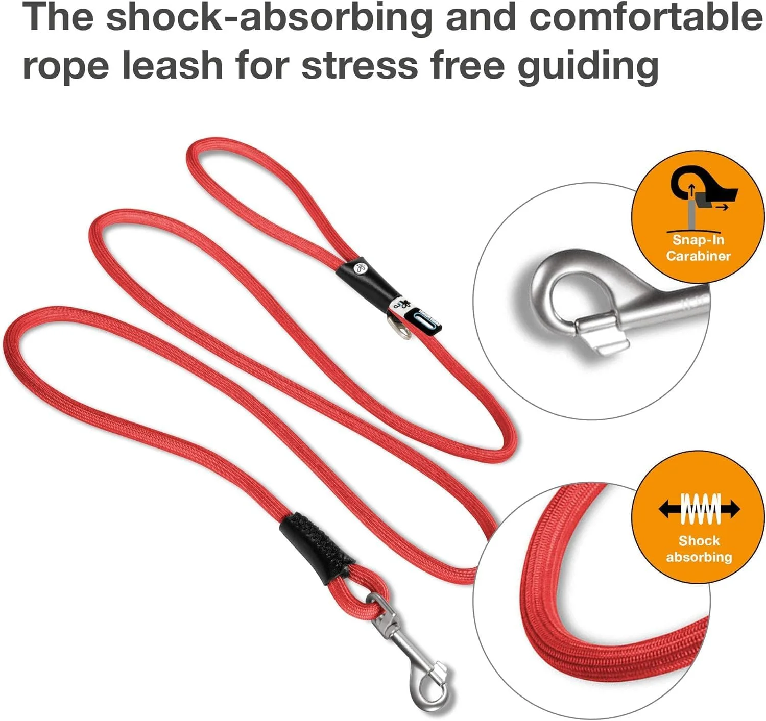 Curli Stretch Comfort Leash for Dogs - RED/LARGE