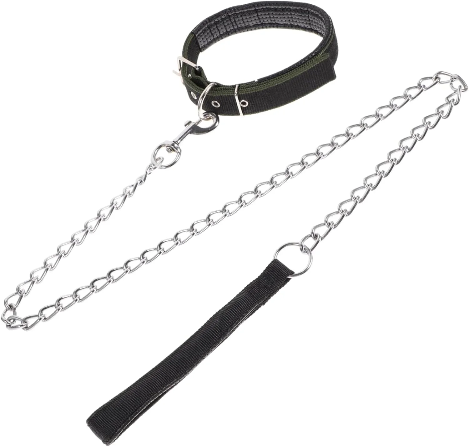 قلاده زنجیری با دسته نرم برای سگ های کوچک، زنجیر فلزی روکش کروم، 120 سانتی متر، زنجیر فلزی مقاوم برای سگ