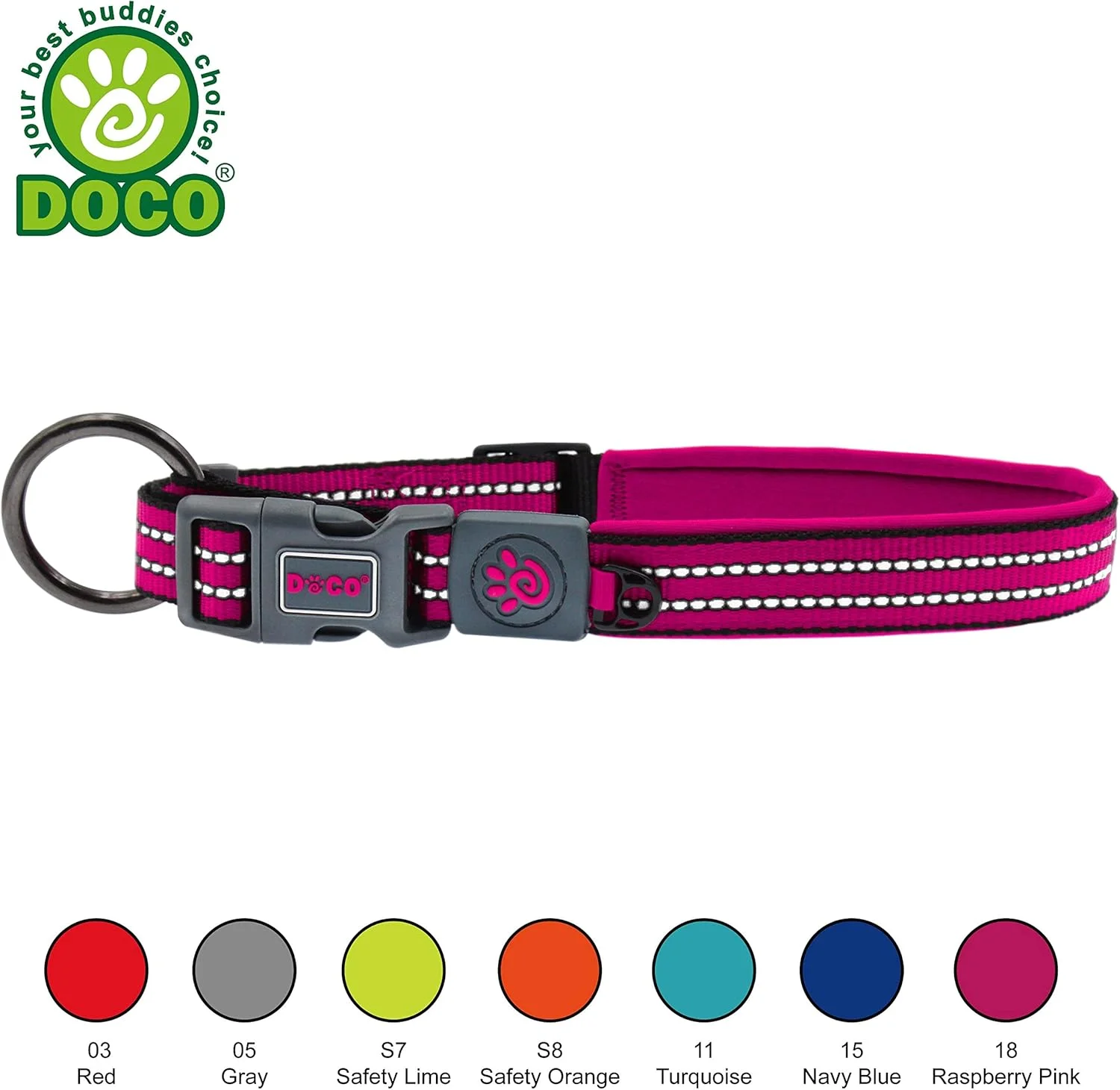 قلاده حلقه ای Doco Dcv006 Vario با دوخت بازتابنده، سایز XL، قرمز
