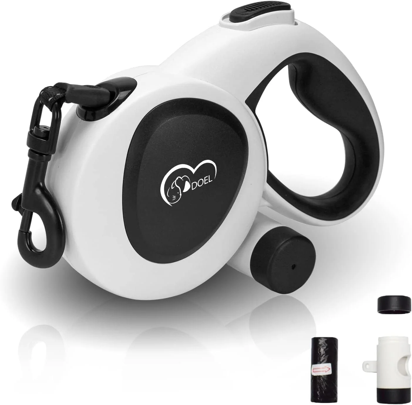 بند قلاده سگ جمع شونده DOEL، دارای محفظه و نوار نایلونی قوی 5 متری، بندهای پیاده روی سگ سنگین برای سگ های تا 50 کیلوگرم، بند بازتابنده بدون گره 360 درجه برای سگ های بزرگ