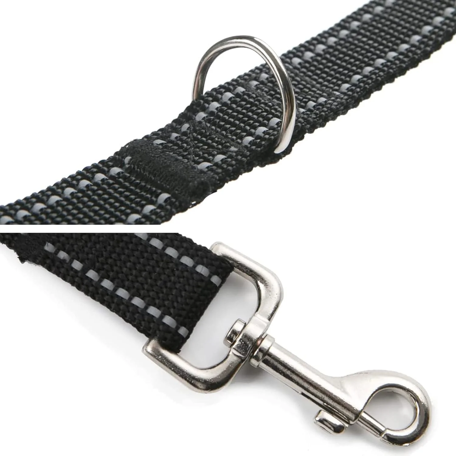 بند قلاده سگ بازتابنده با حلقه D برای سگ های بزرگ، متوسط ​​و کوچک، بند های نایلونی دسته دار برای پیاده روی و آموزش (مشکی، 2.5 سانتی متر در 1.8 متر)