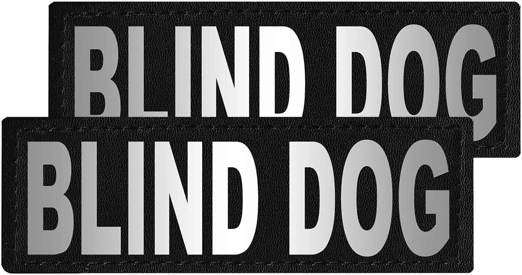 تکه دوزی سگ نابینا Dogline - بسته 2 عددی تکه دوزی سگ نابینا قابل جابجایی با حروف چاپی بازتابنده برای جلیقه، قلاده یا افسار سگ درمانی پشتیبانی، سایز A (2.75" x 1")، خیلی کوچک (N0238 -XS)