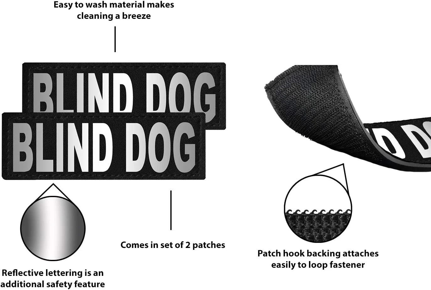 تکه دوزی سگ نابینا Dogline - بسته 2 عددی تکه دوزی سگ نابینا قابل جابجایی با حروف چاپی بازتابنده برای جلیقه، قلاده یا افسار سگ درمانی پشتیبانی، سایز A (2.75" x 1")، خیلی کوچک (N0238 -XS) تکه دوزی سگ نابینا Dogline - بسته 2 عددی تکه دوزی سگ نابینا قابل جابجایی با حروف چاپی بازتابنده برای جلیقه، قلاده یا افسار سگ درمانی پشتیبانی، سایز A (2.75" x 1")، خیلی کوچک (N0238 -XS)