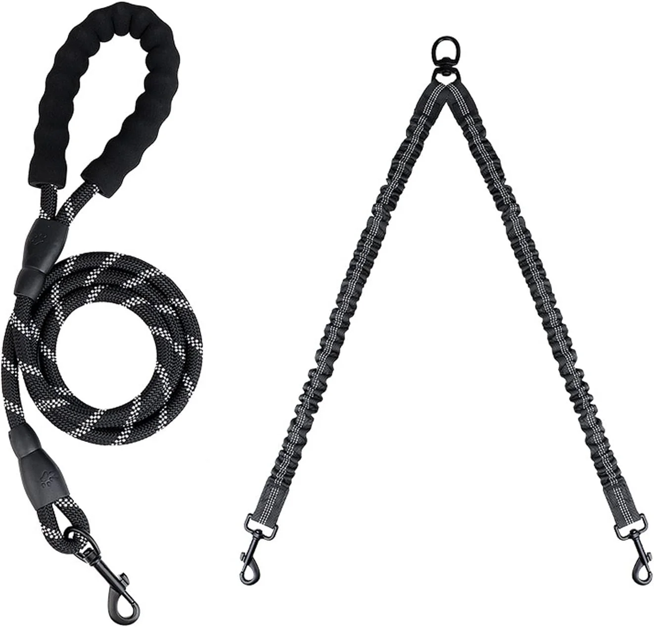 بند دو قلاده سگ، بند طنابی مقاوم برای سگ، دارای چرخش 360 درجه بدون گره خوردن، بند تقسیم کننده دوگانه با طول قابل تنظیم برای سگ های نژاد کوچک، متوسط و بزرگ (سبز)