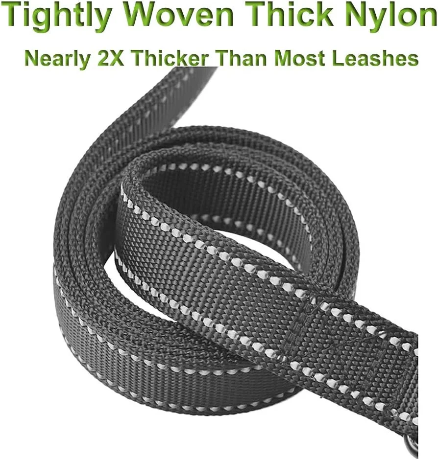 بند قلاده سگ ECO-CLEAN برای سگ های بزرگ، 2 دسته برای کنترل بیشتر، طول 1.8 متری با دوخت بازتابنده برای پیاده روی در شب