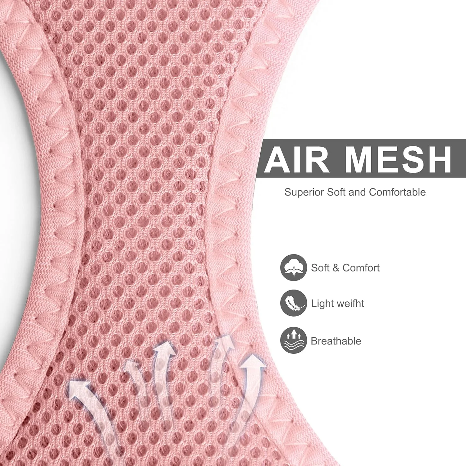 هارنس سگ راحت فیدا با قلاده، هارنس جلیقه ای ضد فرار گربه، توری نرم و سبک وزن تنفسی، هارنس بازتابنده قابل تنظیم برای توله سگ و حیوانات خانگی خیلی کوچک (XXS، صورتی)