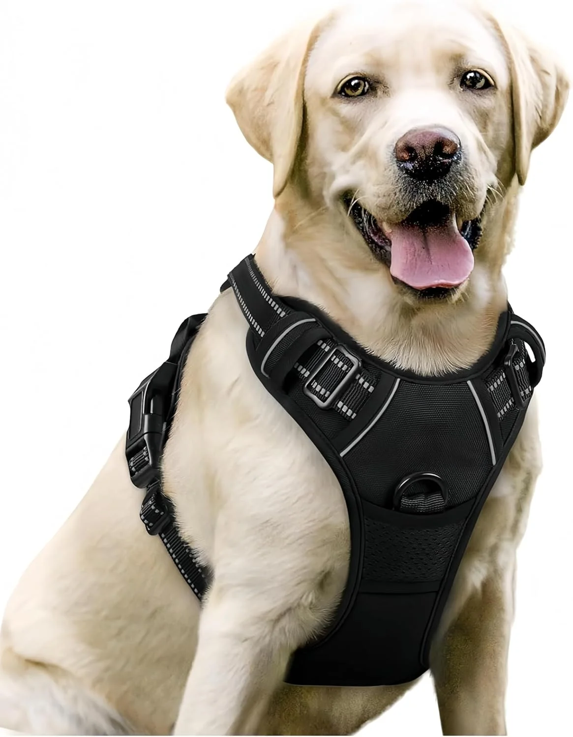 هارنس سگ بدون کشش، جلیقه حیوان خانگی قابل تنظیم با گیره های قلاده جلو/عقب، هارنس جلیقه ای راحت و بازتابنده برای سگ های بزرگ، دسته کنترل آسان برای پیاده روی - مشکی L هارنس سگ بدون کشش، جلیقه حیوان خانگی قابل تنظیم با گیره های قلاده جلو/عقب، هارنس جلیقه ای راحت و بازتابنده برای سگ های بزرگ، دسته کنترل آسان برای پیاده روی - مشکی L