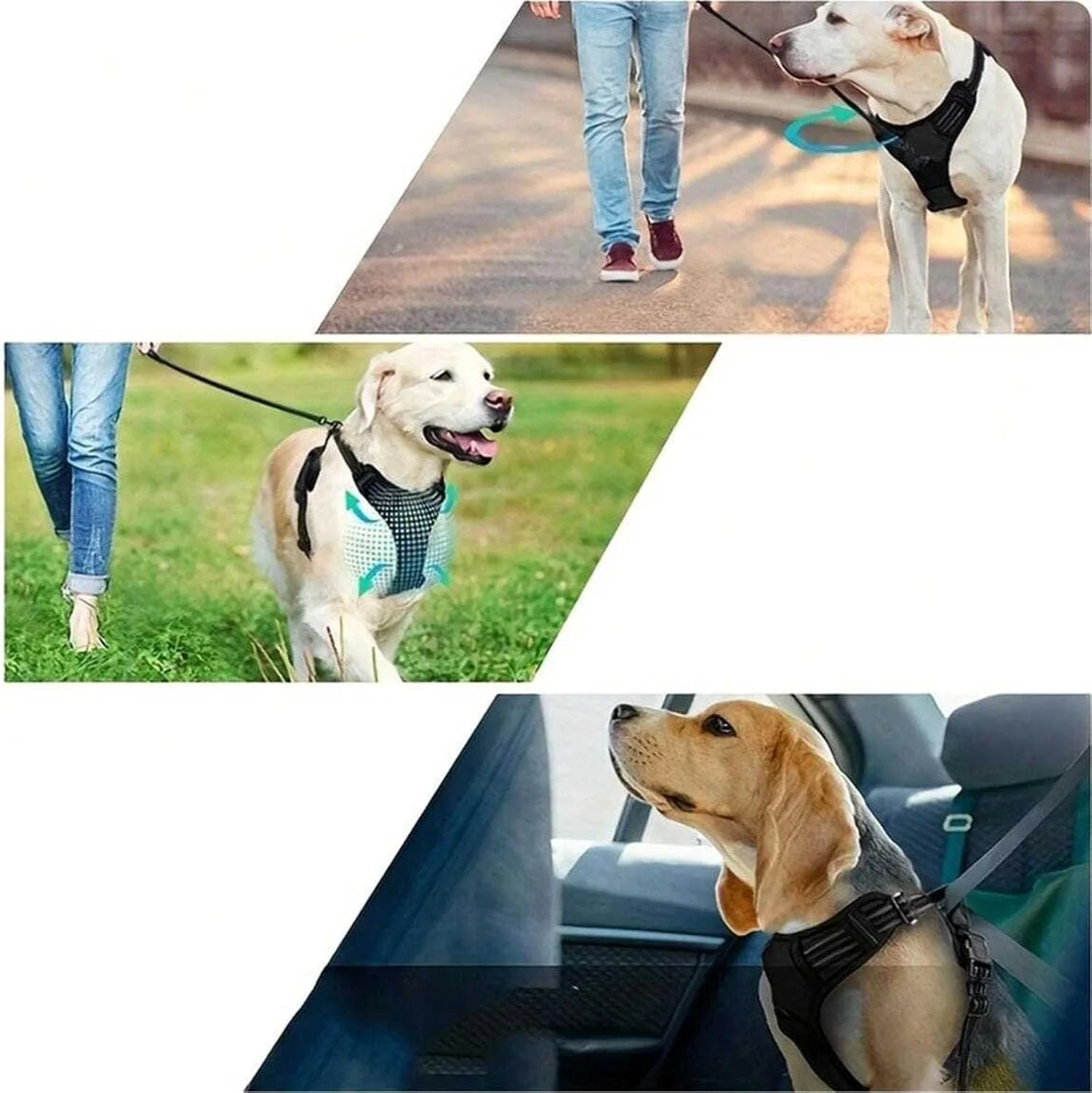 ست قلاده و بند سگ، قلاده تنفسی و بازتابنده حیوانات خانگی، جلیقه نرم و راحت قابل تنظیم با کنترل آسان به همراه یک بند سگ مقاوم 1.5 متری (صورتی، ایکس لارج)