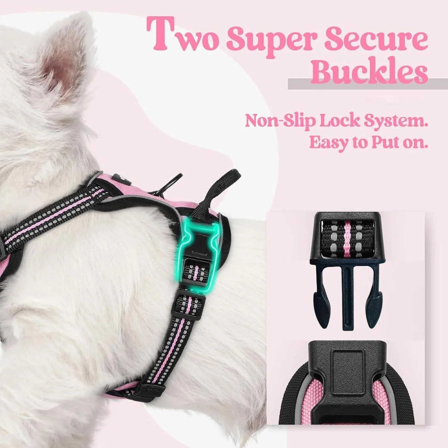 ست قلاده و بند سگ، قلاده تنفسی و بازتابنده حیوانات خانگی، جلیقه نرم و راحت قابل تنظیم با کنترل آسان به همراه یک بند سگ مقاوم 1.5 متری (صورتی، ایکس لارج)