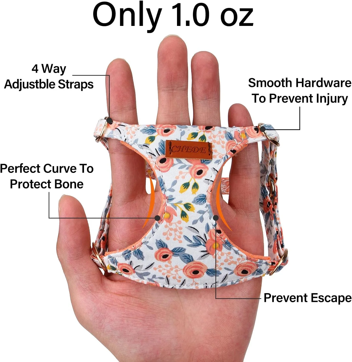 هارنس سگ با طرح گلدار CHEDE - ست هارنس و قلاده سبک، نرم و قابل تنظیم مناسب برای توله سگ و سگ های کوچک و متوسط (XXS، رز نارنجی) هارنس سگ با طرح گلدار CHEDE - ست هارنس و قلاده سبک، نرم و قابل تنظیم مناسب برای توله سگ و سگ های کوچک و متوسط (XXS، رز نارنجی)