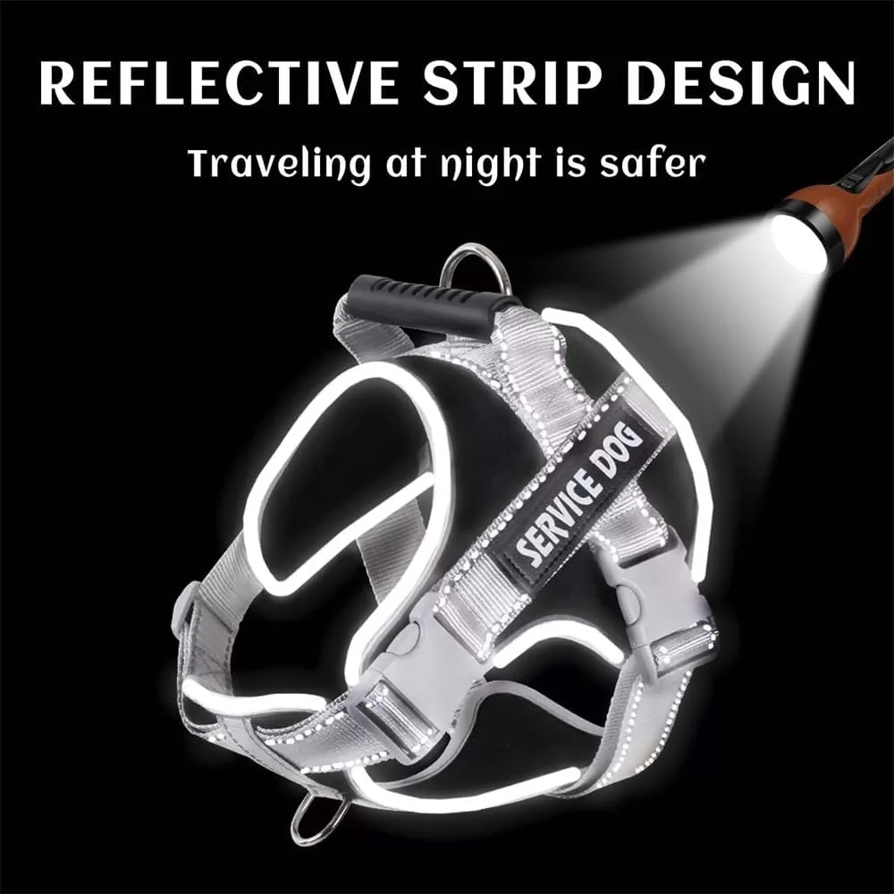 هارنس سگ بدون کشیدن سایز M، AZONEE مشکی و خاکستری، هارنس تاکتیکی برای سگ ها با بند برای پیاده روی، قابل تنظیم و تنفس آسان برای سگ های بزرگ متوسط، جلیقه بازتابنده بادوام