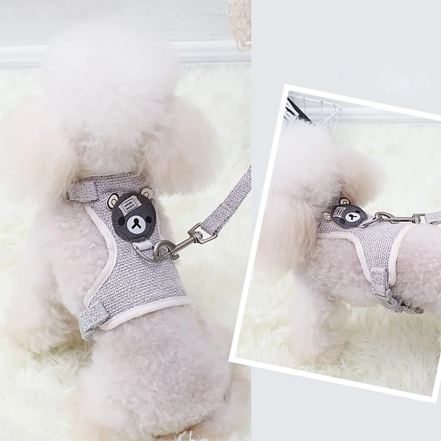 هارنس سگ کوچک، ست هارنس و بند نرم و قابل تنظیم برای سگ، گربه، خرگوش و حیوانات خانگی کوچک، مناسب برای سگ های خیلی کوچک/کوچک و متوسط، ست هارنس و قلاده سگ/گربه برای پیاده روی (خاکستری، S) هارنس سگ کوچک، ست هارنس و بند نرم و قابل تنظیم برای سگ، گربه، خرگوش و حیوانات خانگی کوچک، مناسب برای سگ های خیلی کوچک/کوچک و متوسط، ست هارنس و قلاده سگ/گربه برای پیاده روی (خاکستری، S)