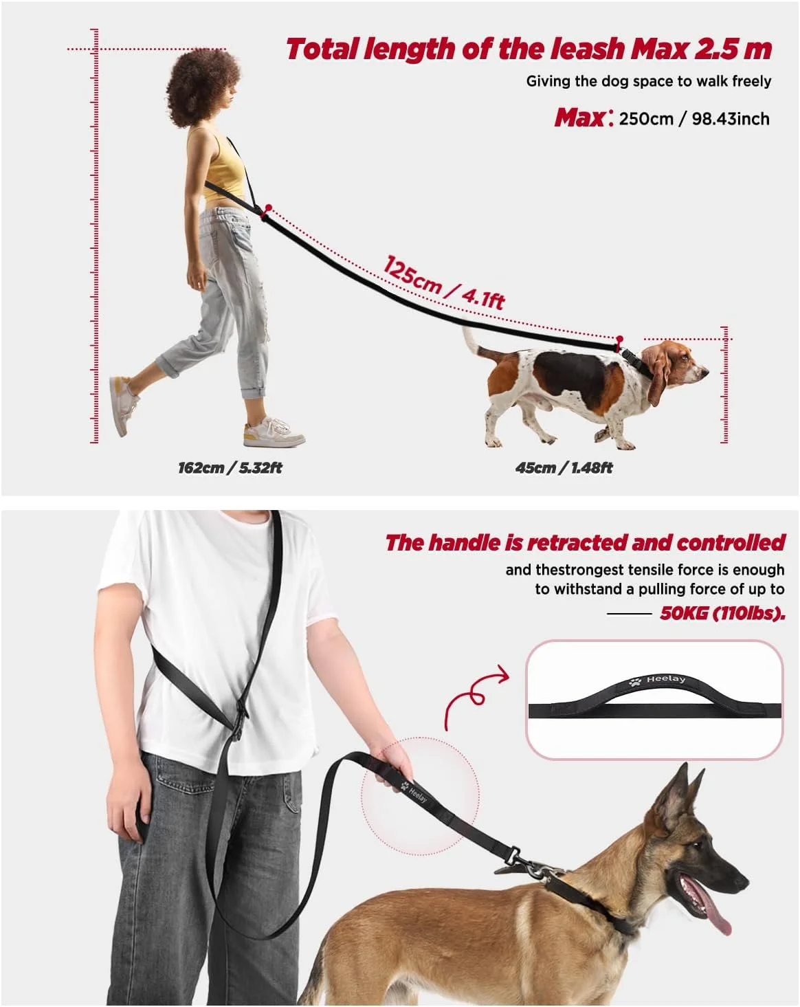 بند قلاده سگ بدون دست، طناب کراس بادی چند منظوره 2.5 متری با دسته ضد انفجار و بند آموزشی قابل تنظیم بدون دست برای پیاده روی، دویدن و ورزش سگ های کوچک، متوسط و بزرگ بند قلاده سگ بدون دست، طناب کراس بادی چند منظوره 2.5 متری با دسته ضد انفجار و بند آموزشی قابل تنظیم بدون دست برای پیاده روی، دویدن و ورزش سگ های کوچک، متوسط و بزرگ