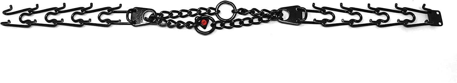 قلاده آموزشی سگ پرانگ استیل ضد زنگ مشکی هرمس اسپرنگر Ultra-Plus، قلاده نیشگون حیوانات خانگی، قلاده ضد کشش برای سگ ها، قلاده آموزشی ضد کشش ساخت آلمان 4 میلی متر در 25 اینچ بزرگ