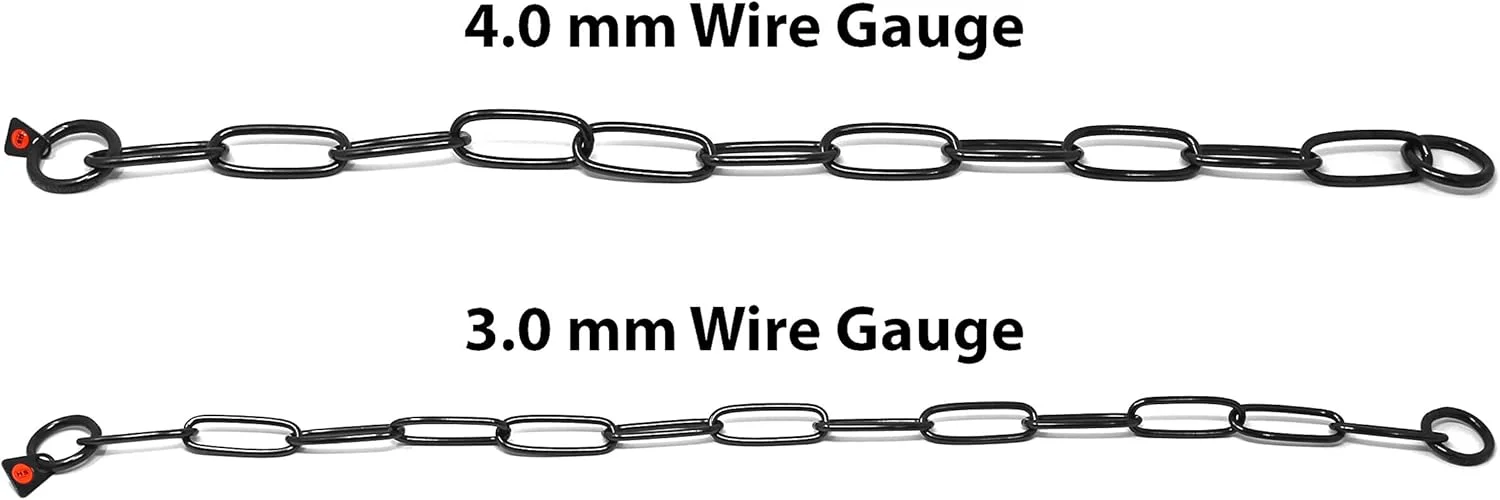 طوق زنجیری آموزش سگ با حلقه های بلند استیل ضد زنگ مشکی هرم اسپرینگر | زنجیر لغزشی بدون کشش برای سگ های کوچک، متوسط و بزرگ برای کنترل آسان ساخت آلمان | 3 میلی متر، 62 سانتی متر (24 اینچ)