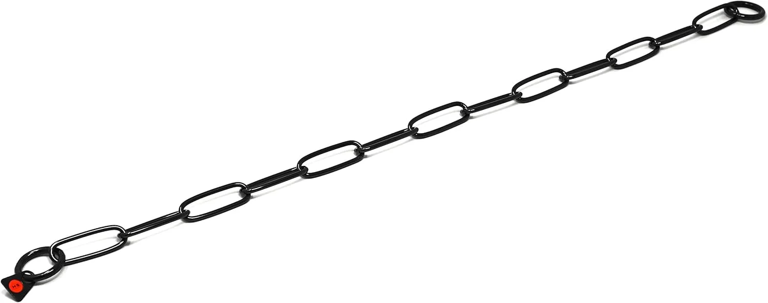 طوق آموزشی سگ زنجیری با حلقه های بلند استیل ضد زنگ مشکی هرم اسپرینگر | زنجیر لغزشی بدون کشش برای سگ های کوچک، متوسط و بزرگ برای کنترل آسان ساخت آلمان | 3 میلی متر، 62 سانتی متر (24 اینچ)