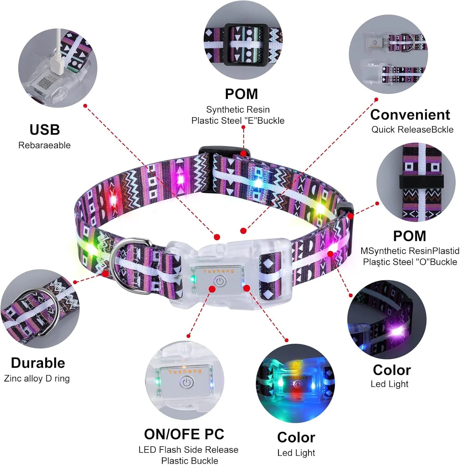 قلاده چراغ دار سگ KASTWAVE، قلاده LED ضد آب قابل شارژ USB برای سگ های کوچک، متوسط و بزرگ قلاده چراغ دار سگ KASTWAVE، قلاده LED ضد آب قابل شارژ USB برای سگ های کوچک، متوسط و بزرگ