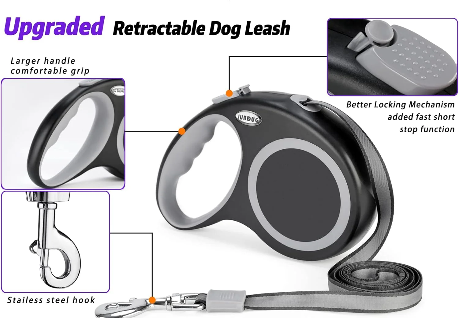 بند قلاده سگ جمع شونده، بند قلاده سگ 8 متری برای سگ های کوچک تا بزرگ تا وزن 50 کیلوگرم، طراحی مقاوم با دسته ضد لغزش، سیستم ترمز قفل سریع با یک دست. بند قلاده سگ جمع شونده، بند قلاده سگ 8 متری برای سگ های کوچک تا بزرگ تا وزن 50 کیلوگرم، طراحی مقاوم با دسته ضد لغزش، سیستم ترمز قفل سریع با یک دست.