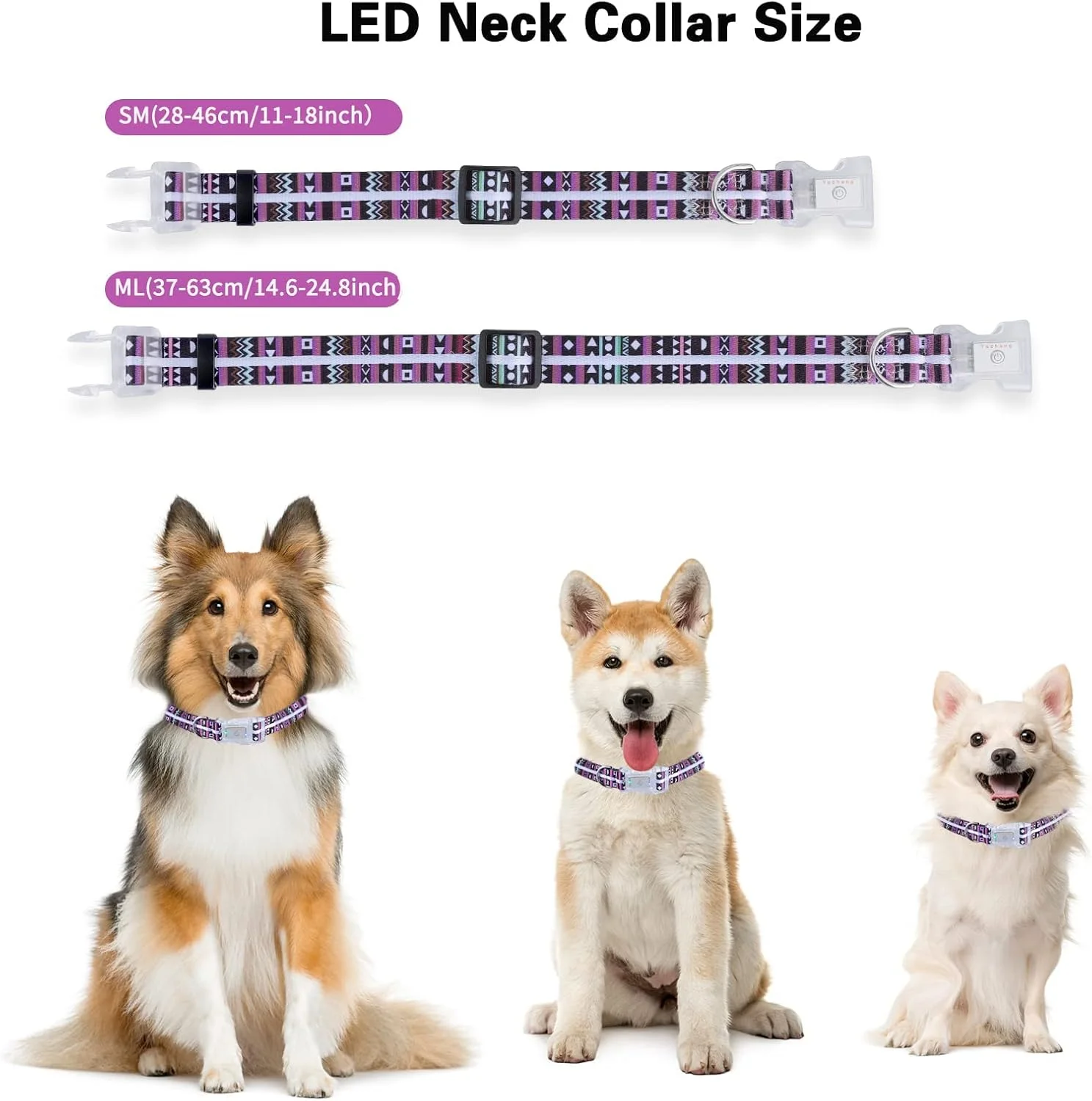 قلاده چراغ دار سگ KASTWAVE، قلاده LED ضد آب قابل شارژ USB برای سگ های کوچک، متوسط و بزرگ قلاده چراغ دار سگ KASTWAVE، قلاده LED ضد آب قابل شارژ USB برای سگ های کوچک، متوسط و بزرگ