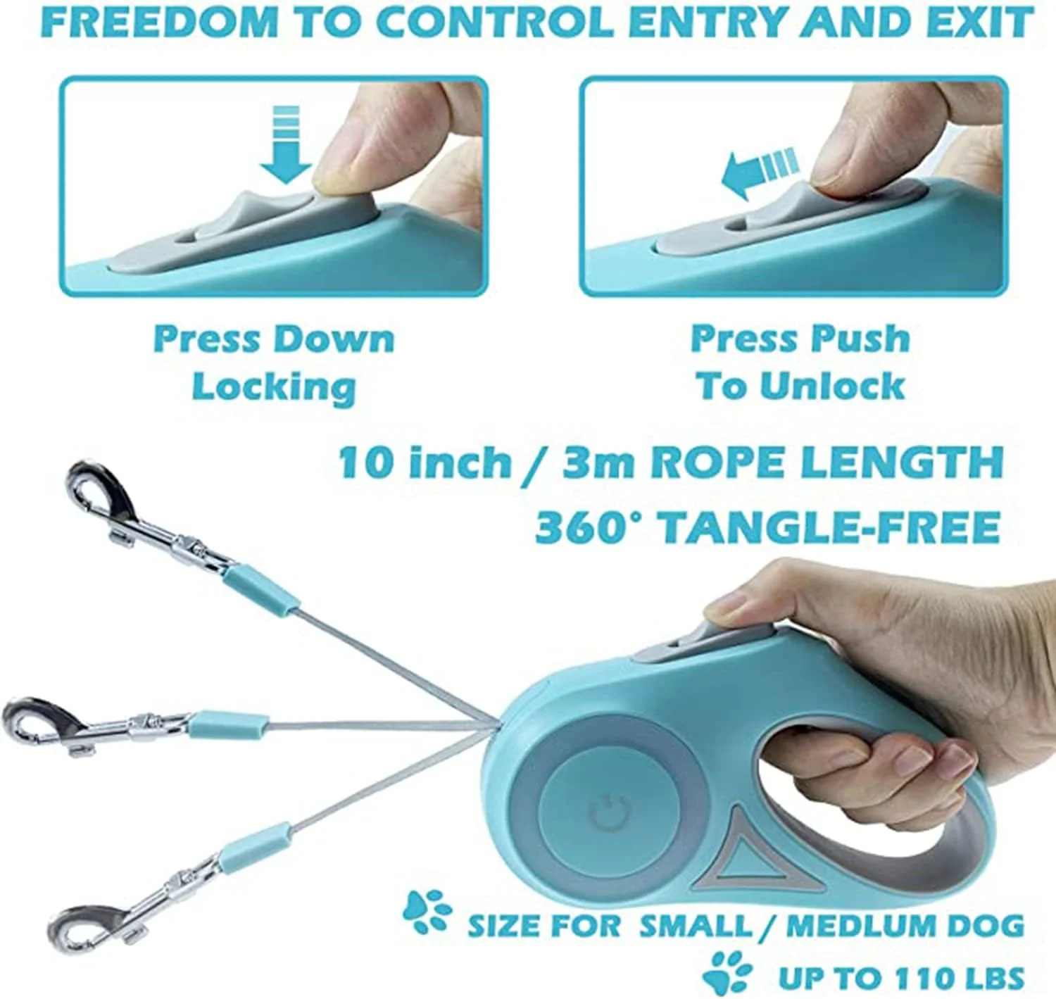 بند قلاده سگ KASTWAVE، بند قلاده جمع شونده سگ با چراغ قوه LED برای پیاده روی توله سگ و سگ های کوچک و متوسط، ترمز یک دستی با حرکت آزاد، قطع و قفل با یک دکمه (3 متر) بند قلاده سگ KASTWAVE، بند قلاده جمع شونده سگ با چراغ قوه LED برای پیاده روی توله سگ و سگ های کوچک و متوسط، ترمز یک دستی با حرکت آزاد، قطع و قفل با یک دکمه (3 متر)