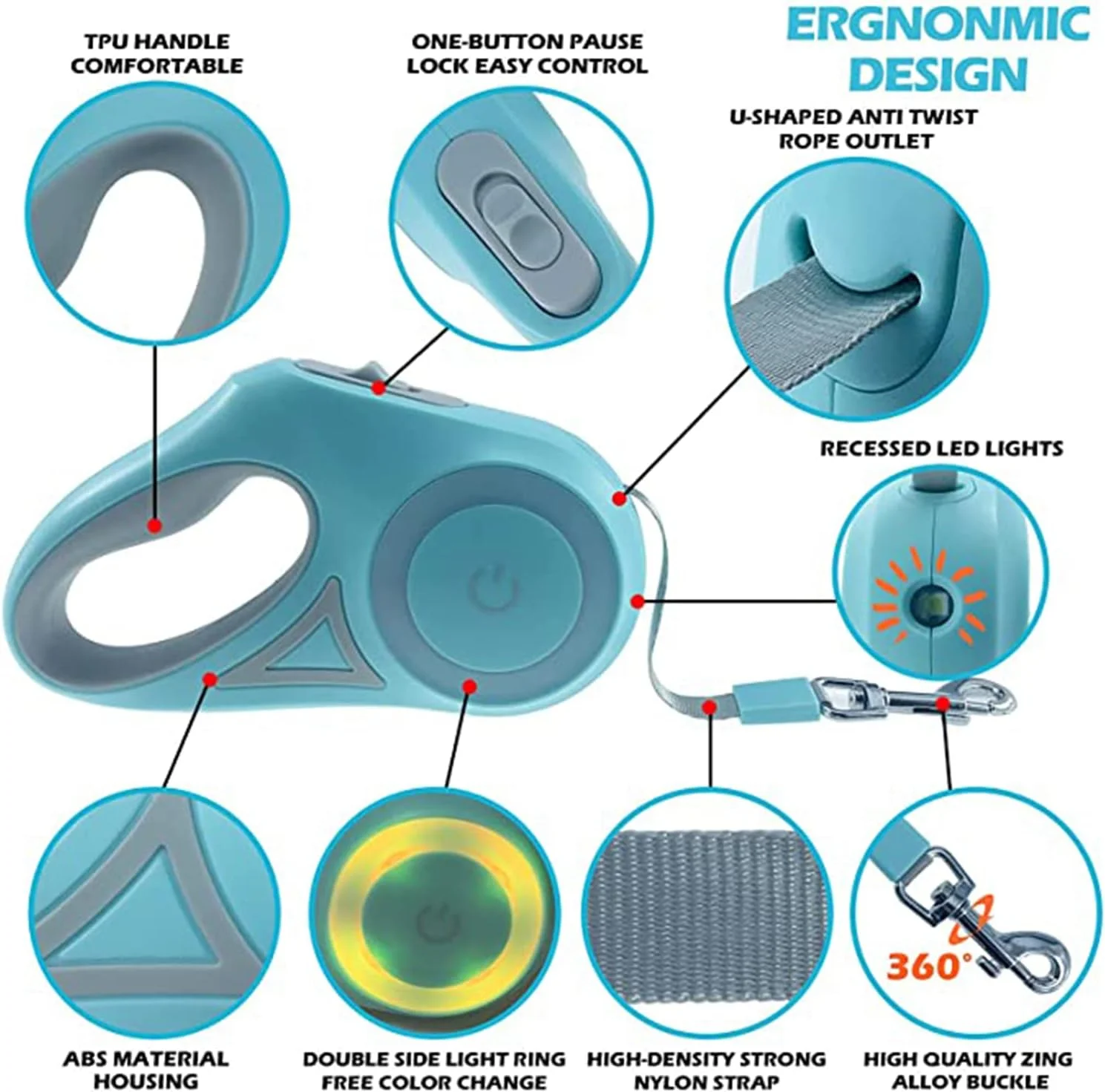 بند قلاده سگ KASTWAVE، بند قلاده جمع شونده سگ با چراغ قوه LED برای پیاده روی توله سگ و سگ های کوچک و متوسط، ترمز یک دستی با حرکت آزاد، قطع و قفل با یک دکمه (3 متر) بند قلاده سگ KASTWAVE، بند قلاده جمع شونده سگ با چراغ قوه LED برای پیاده روی توله سگ و سگ های کوچک و متوسط، ترمز یک دستی با حرکت آزاد، قطع و قفل با یک دکمه (3 متر)