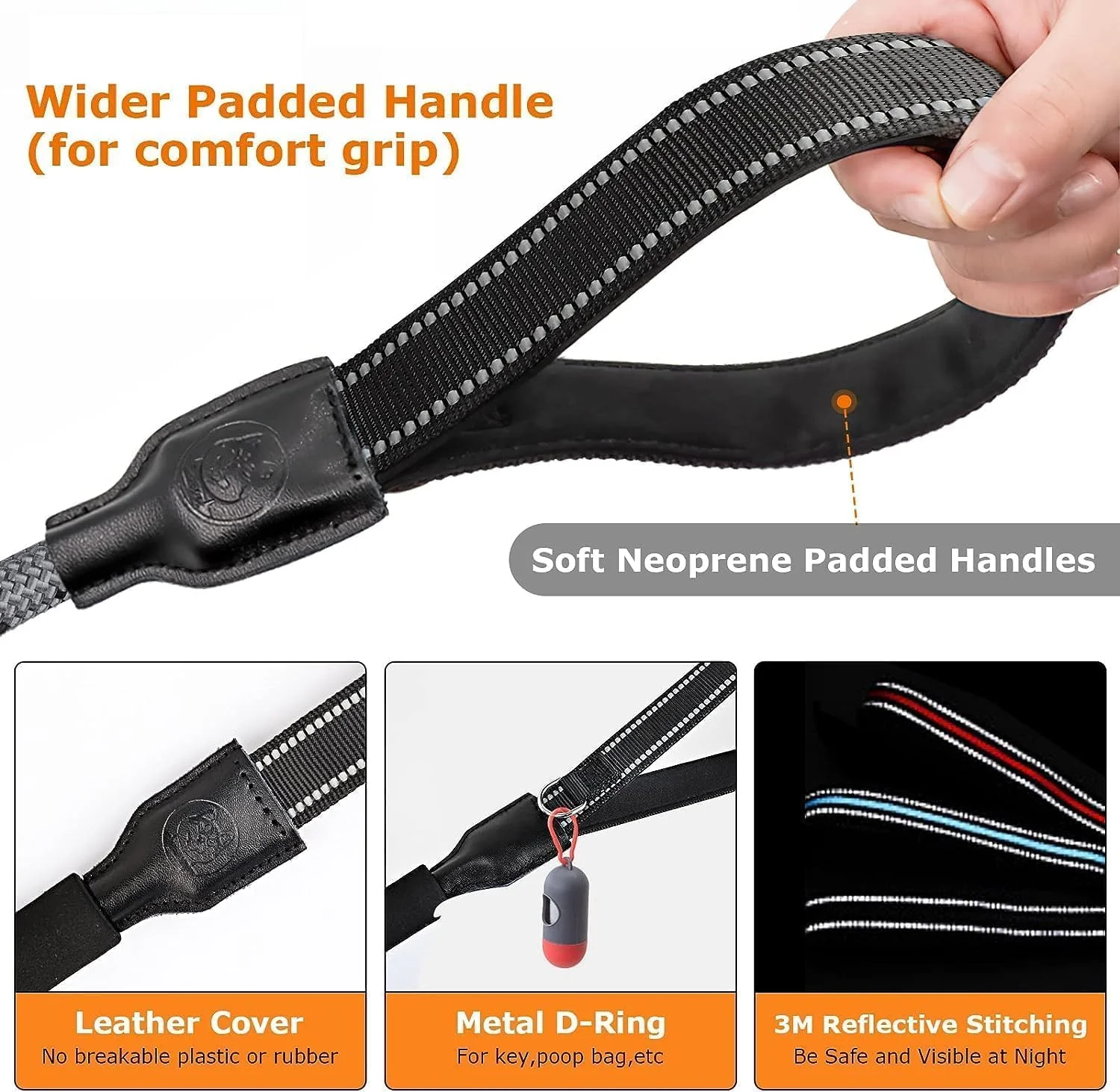 طناب لغزنده بادوام Lonimia، 1.8 متری با ضخامت 1 سانتی متر، طناب قوی و راحت برای سگ های بزرگ و متوسط، افسار حلقه ای آموزش حیوانات خانگی بدون کشش با بازتابندگی بالا طناب لغزنده بادوام Lonimia، 1.8 متری با ضخامت 1 سانتی متر، طناب قوی و راحت برای سگ های بزرگ و متوسط، افسار حلقه ای آموزش حیوانات خانگی بدون کشش با بازتابندگی بالا