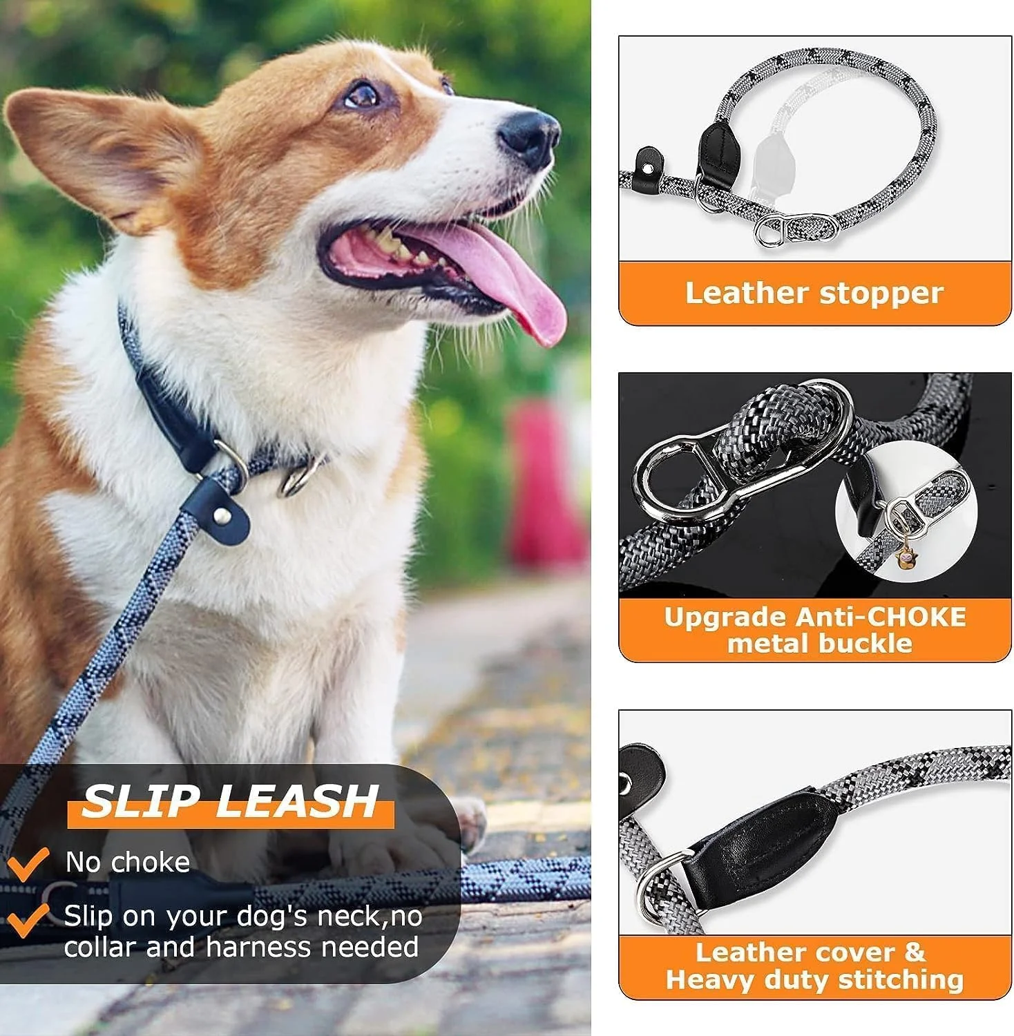 طناب لغزنده بادوام Lonimia، 1.8 متری با ضخامت 1 سانتی متر، طناب قوی و راحت برای سگ های بزرگ و متوسط، افسار حلقه ای آموزش حیوانات خانگی بدون کشش با بازتابندگی بالا طناب لغزنده بادوام Lonimia، 1.8 متری با ضخامت 1 سانتی متر، طناب قوی و راحت برای سگ های بزرگ و متوسط، افسار حلقه ای آموزش حیوانات خانگی بدون کشش با بازتابندگی بالا